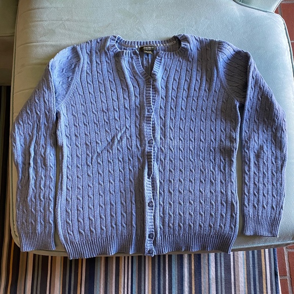 Eddie Bauer Sweaters - EUC Eddie Bauer cable knit button-up cardigan sweater, blue, medium